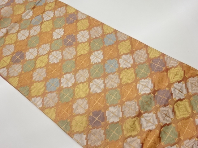 リサイクル　松皮菱模様織出し袋帯